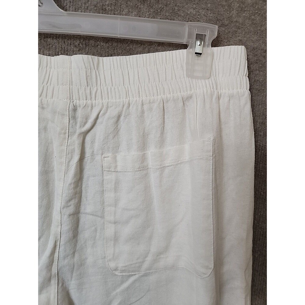Old Navy Linen Blend Wide Leg Pants Womens L White Pull On Beach Vacation NEW - Picture 9 of 12